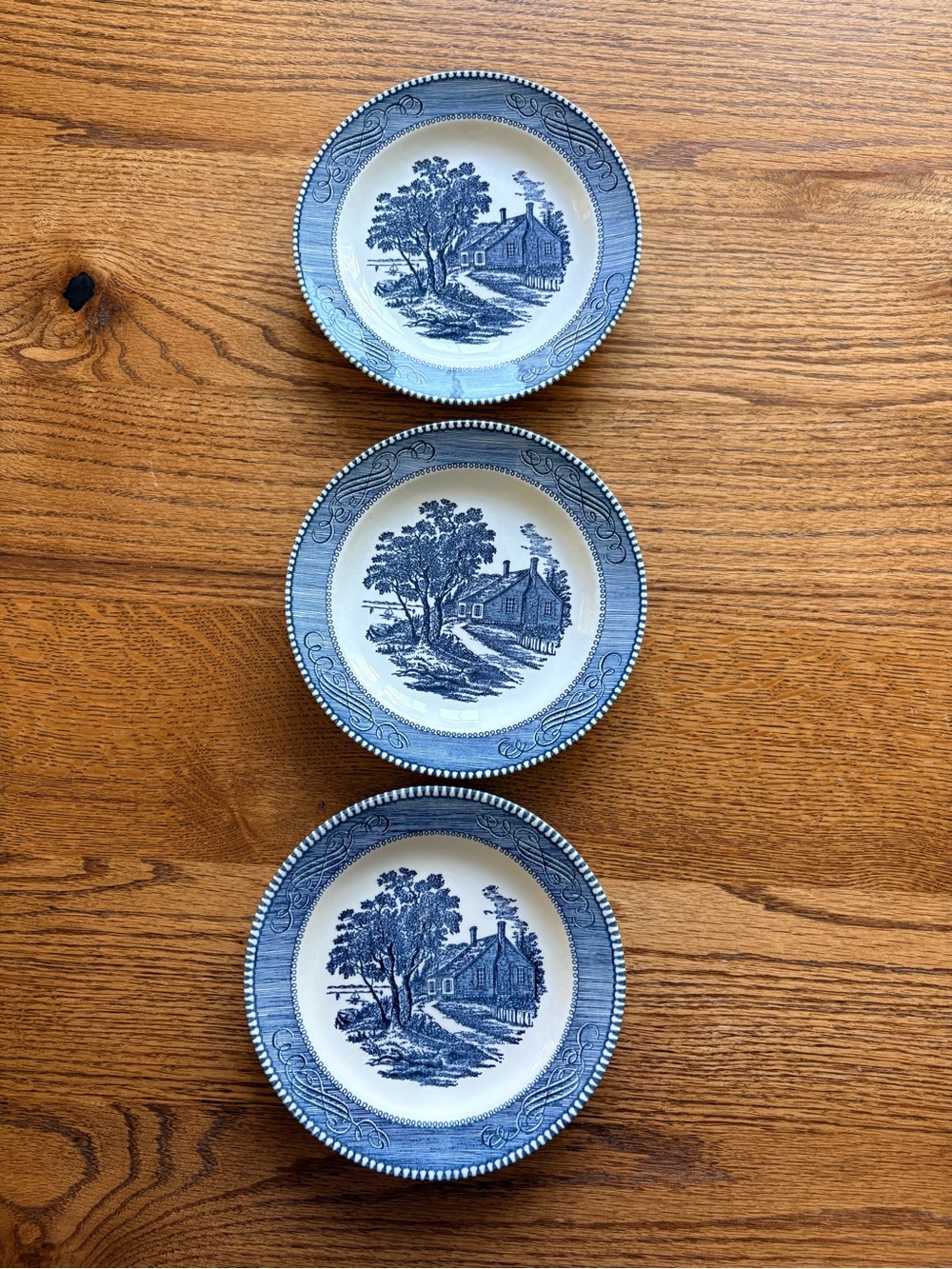 Vintage Currier & Ives Washington’s Birthplace set of three plates- ~7.25 inches